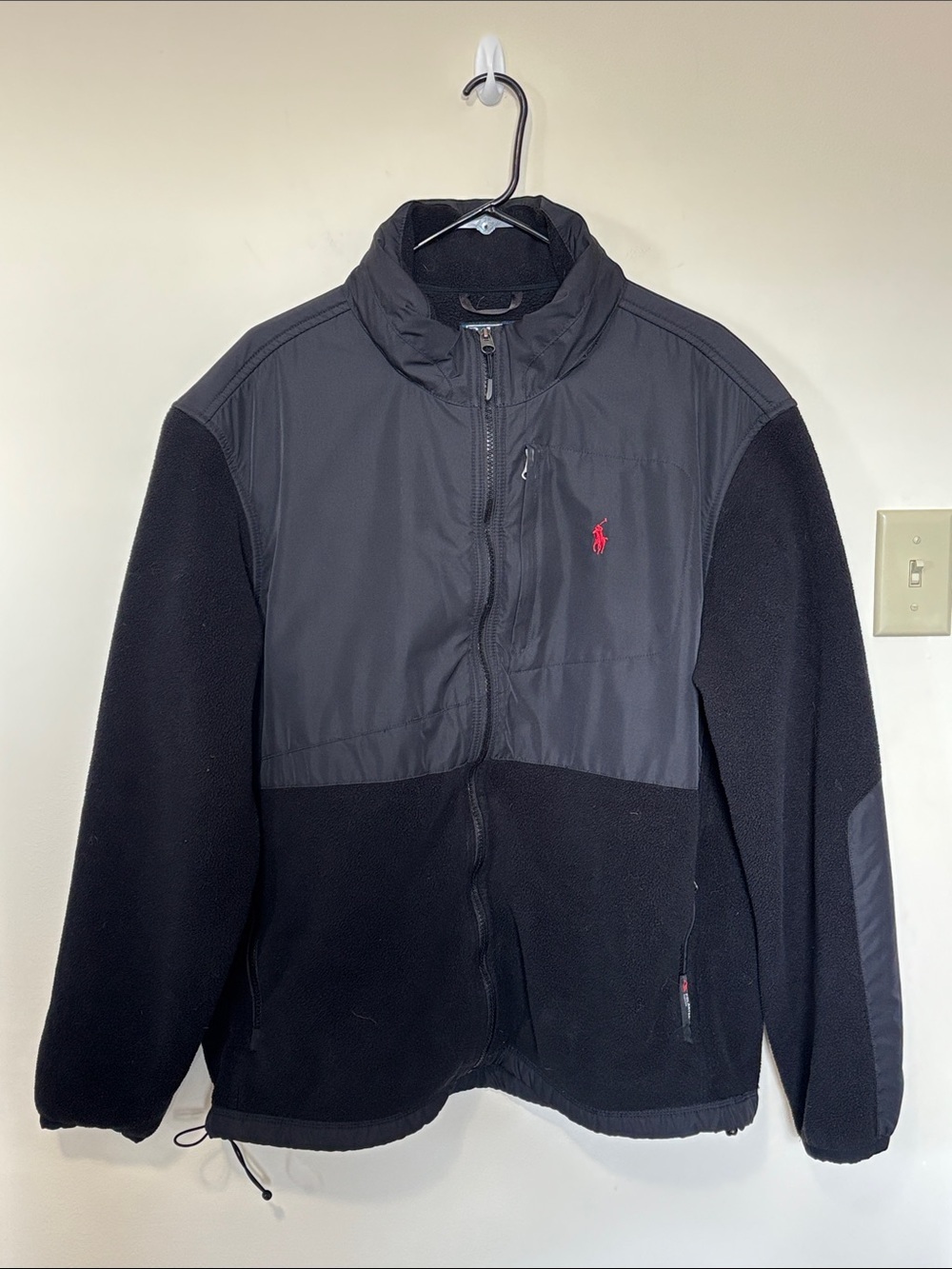 Polo by Ralph Lauren Men’s Black Fleece Jacket with Red Polo Logo Size XXL